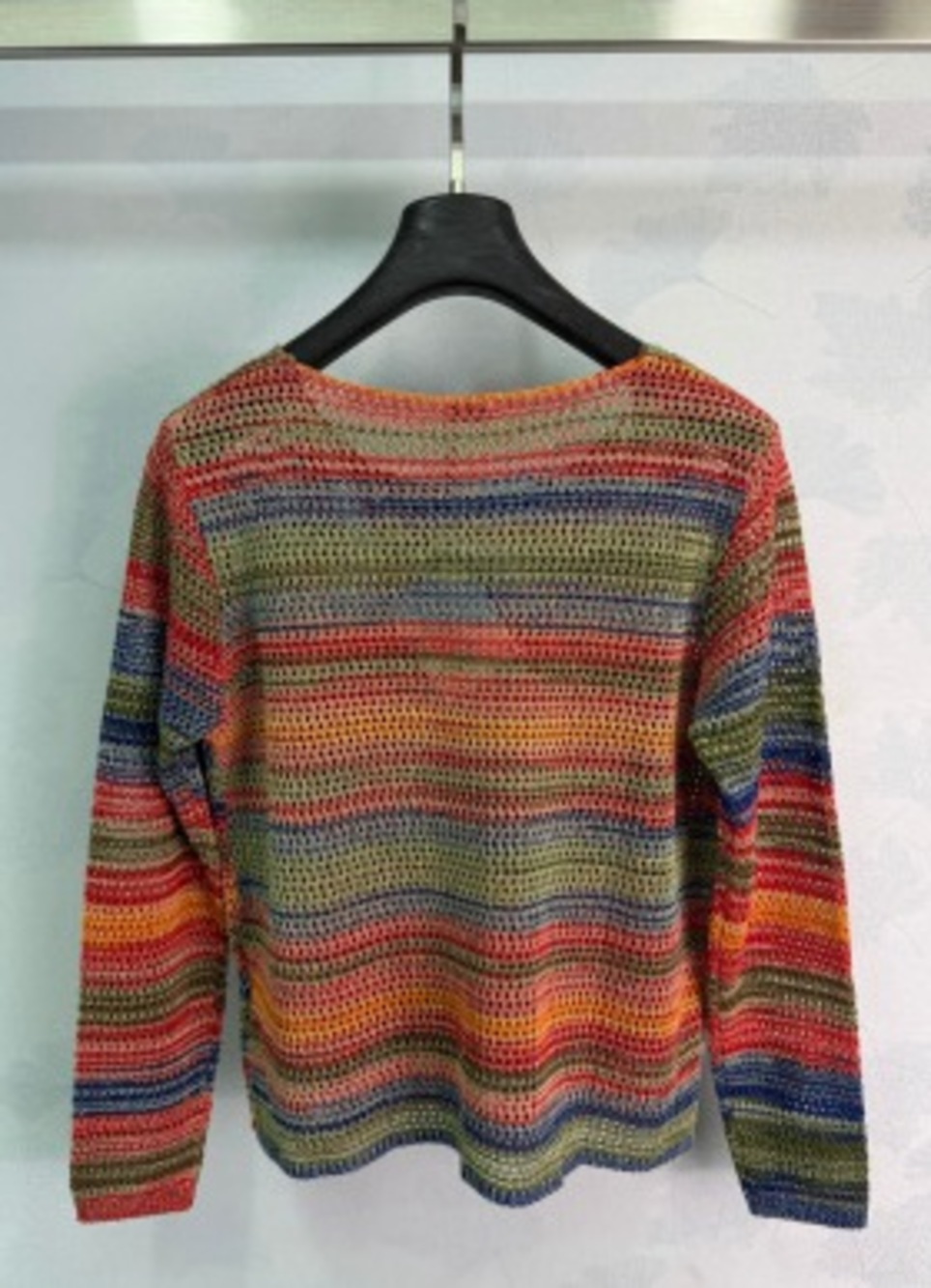✨LOEWE Anagram Multicolor Stripe Open‑Knit Long‑Sleeve Sweater - Picture 2 of 6